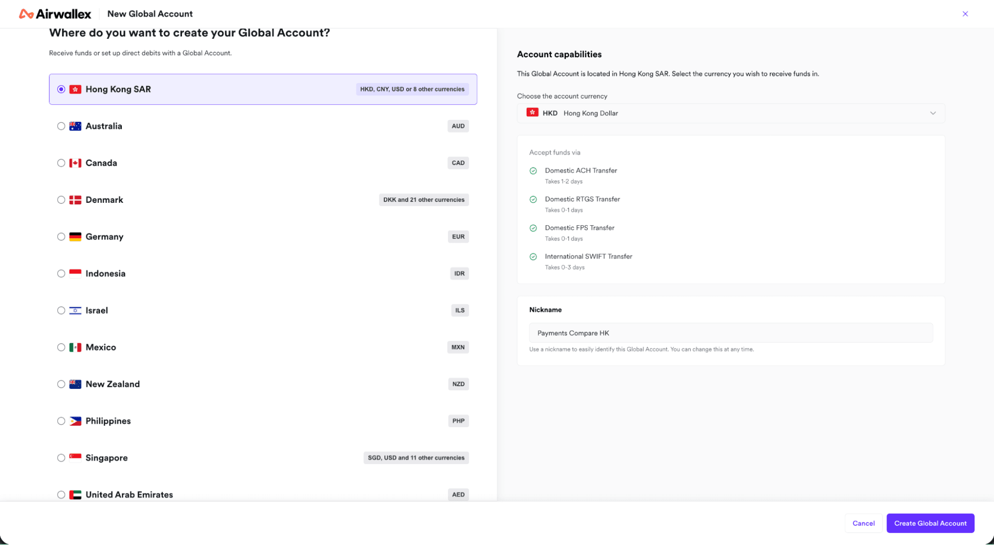 Local account details across 14 global locations, created on-demand with no additional approval.