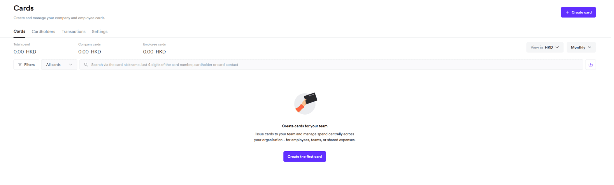 Creating a company card in just two easy steps.